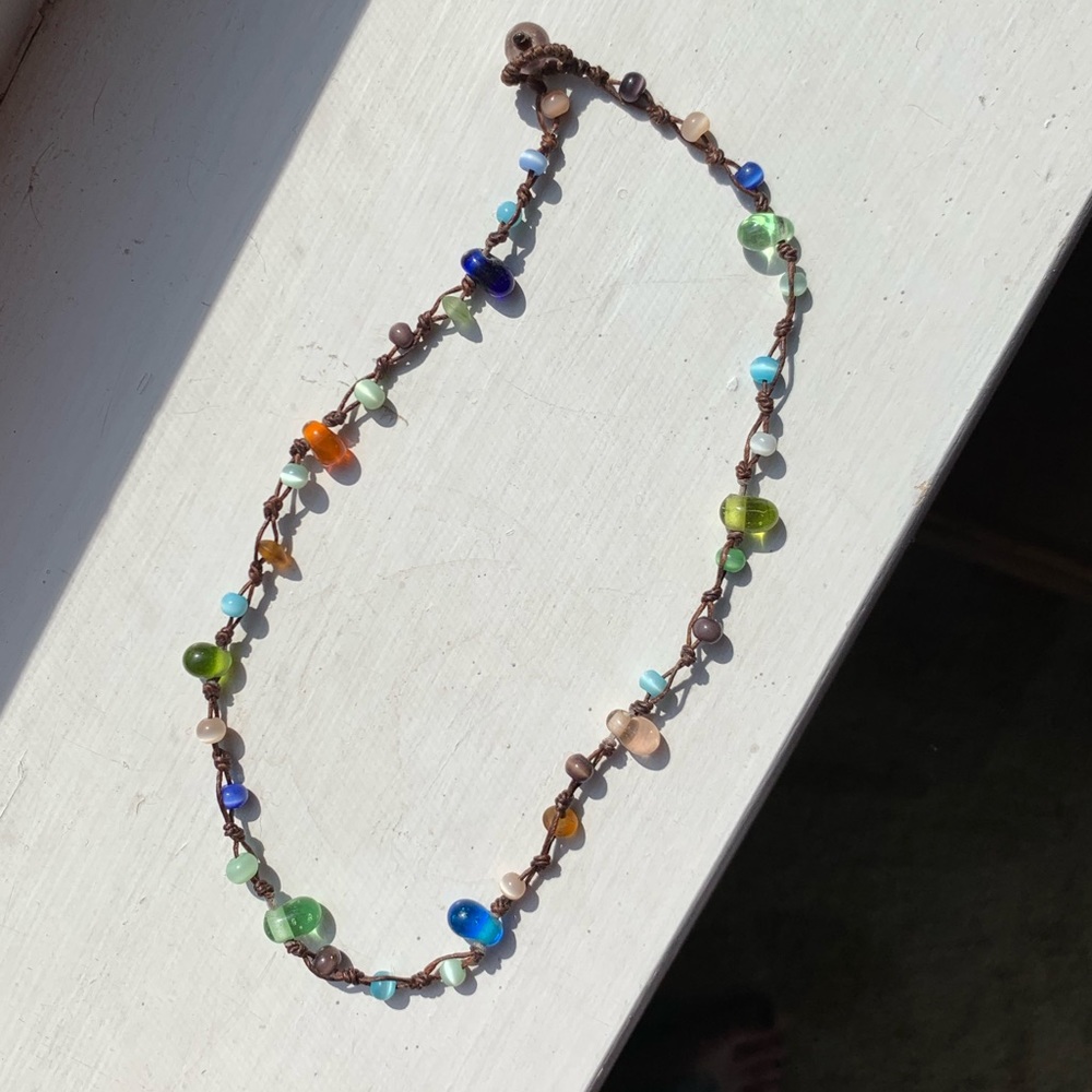Chord and Glass Bead Necklace